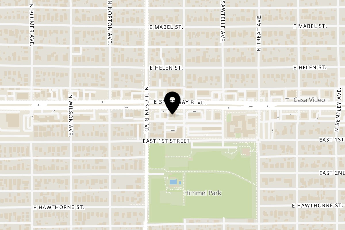 Map showing the location of Old Peking Chinese Restaurant on 2522 E Speedway Blvd in Tucson